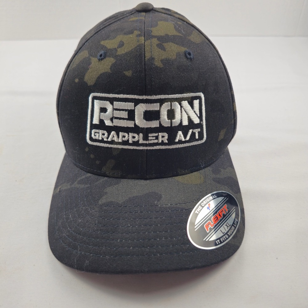 RECON Grappler A/T Camo Flexfit Fitted Hat Cap L/XL Yupoong Stretch Fit Black
